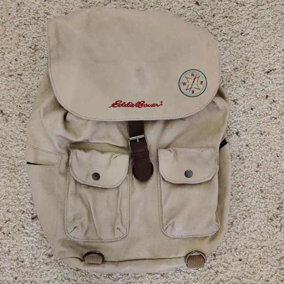 Eddie Bauer Field Series Compass Khacki Canvas Kids Backpack - Picture 1 of 5